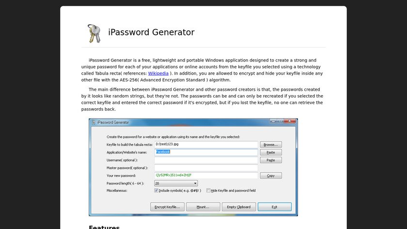 iPassword Generator Landing Page