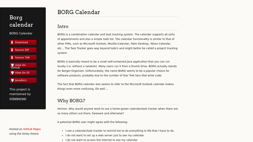 mikeberger.github.io BORG Calendar Landing Page