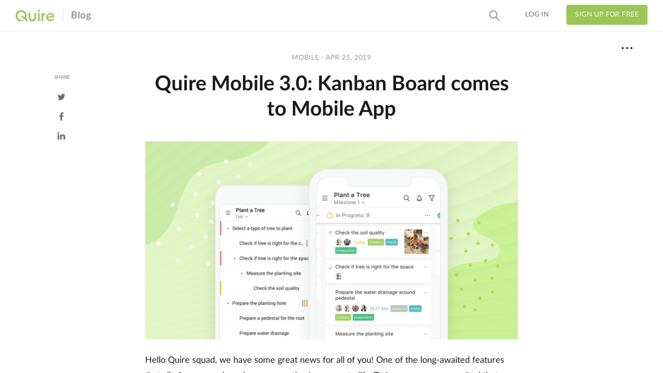 Quire Mobile Landing page
