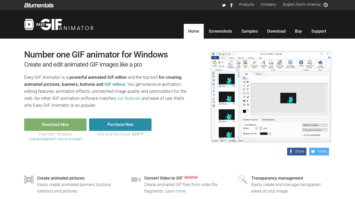 Easy GIF Animator Landing page