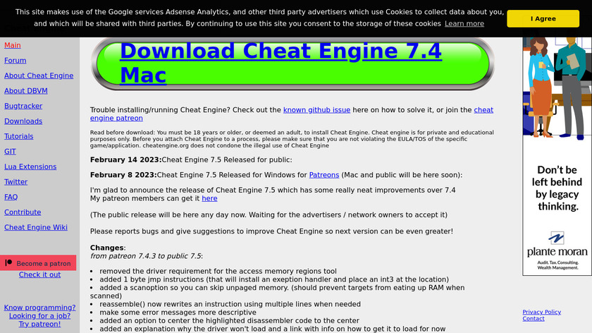 Cheat Engine Landing Page