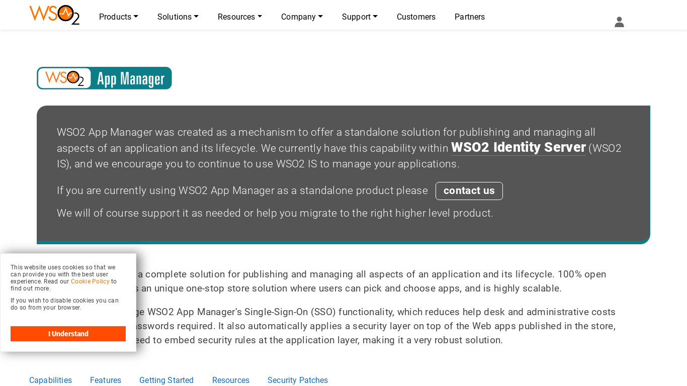 WSO2 App Manager Landing page
