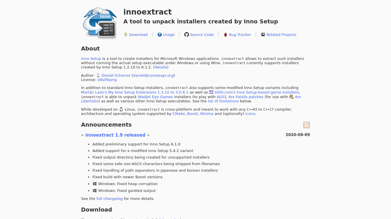 innoextract Landing page