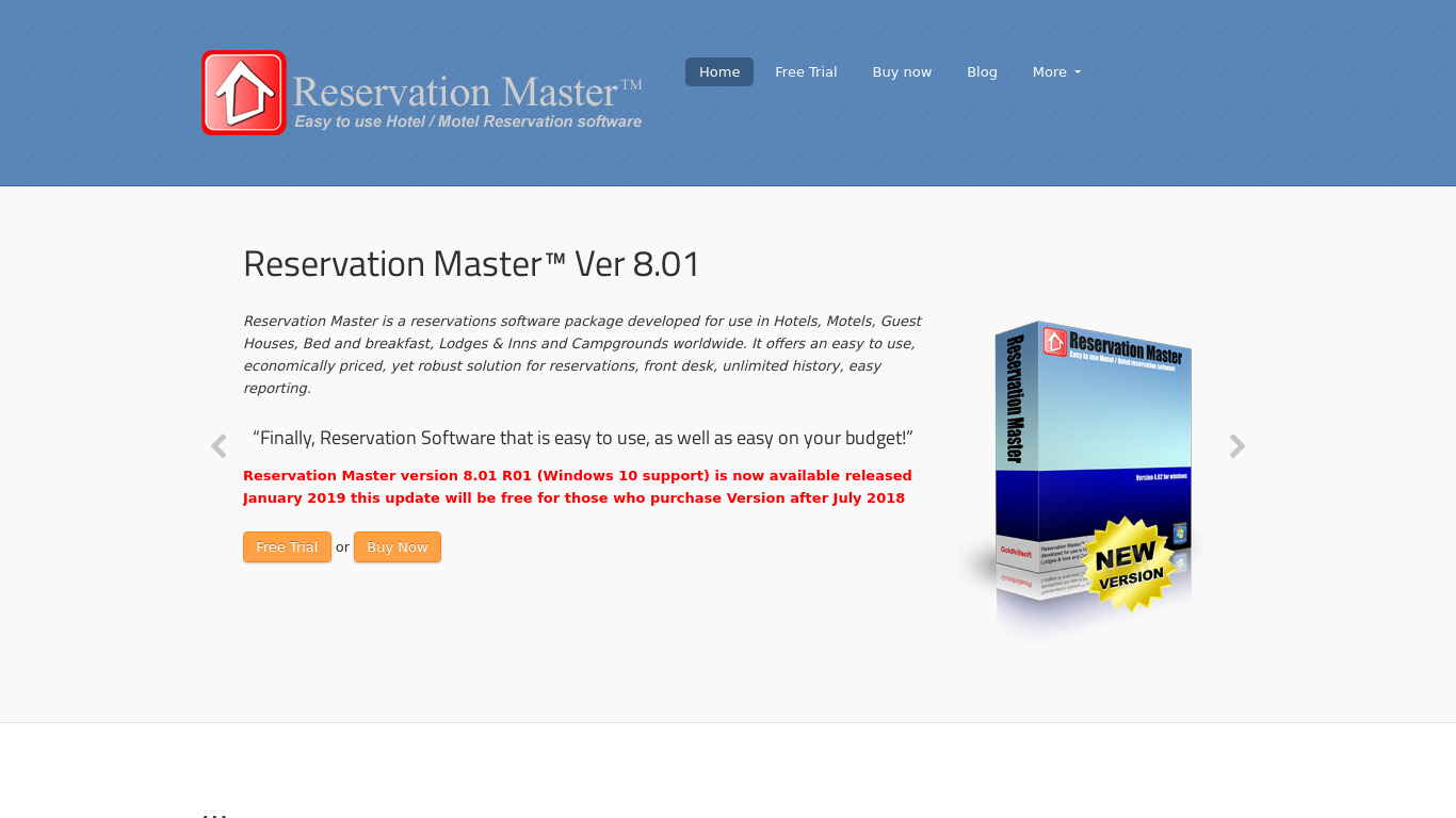 Reservation Master Landing page