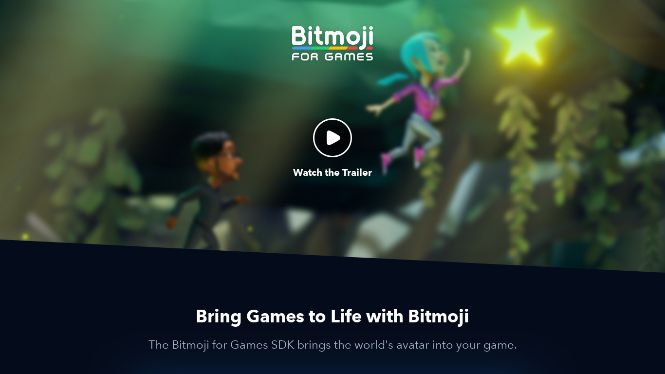 Bitmoji for Games Landing page