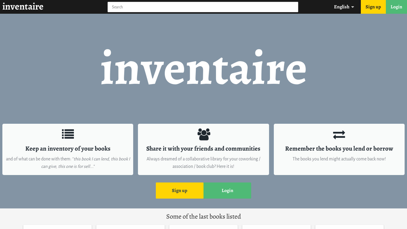inventaire.io Landing page