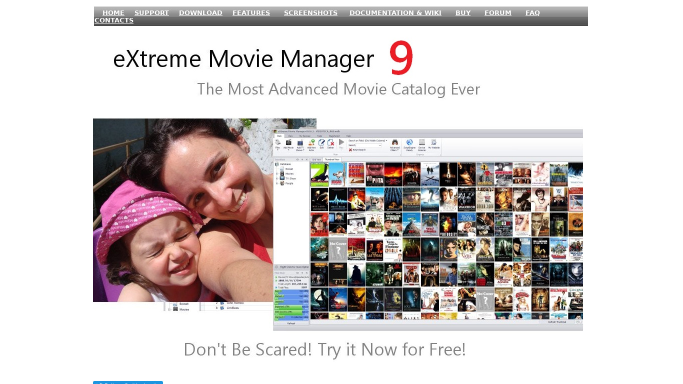 Extreme Movie Manager Landing page