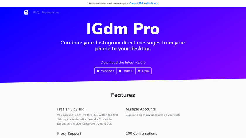 IGdm Pro Landing Page