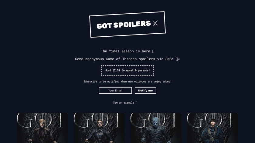 GOT Spoilers Landing Page