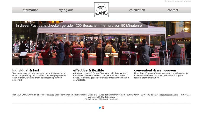 Line5 Fast Lane Check-In Landing Page
