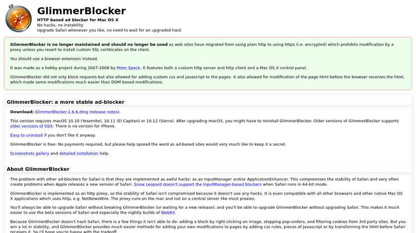 GlimmerBlocker Landing Page