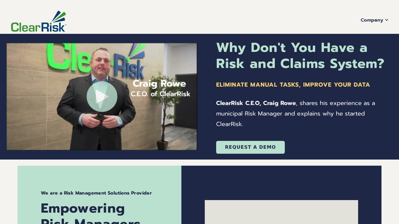 ClearRisk Landing page