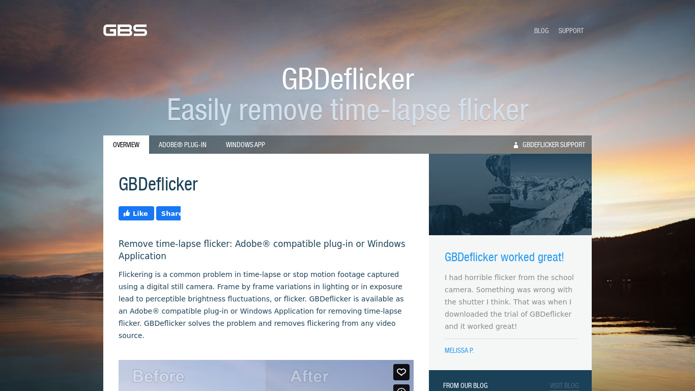 GBDeflicker Landing page