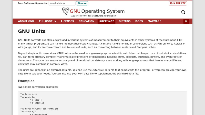 GNU Units Landing Page