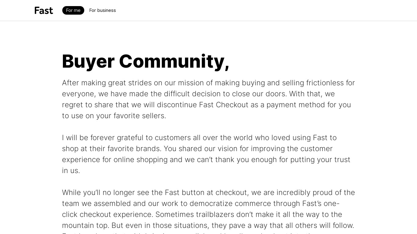 Fast.co Landing page