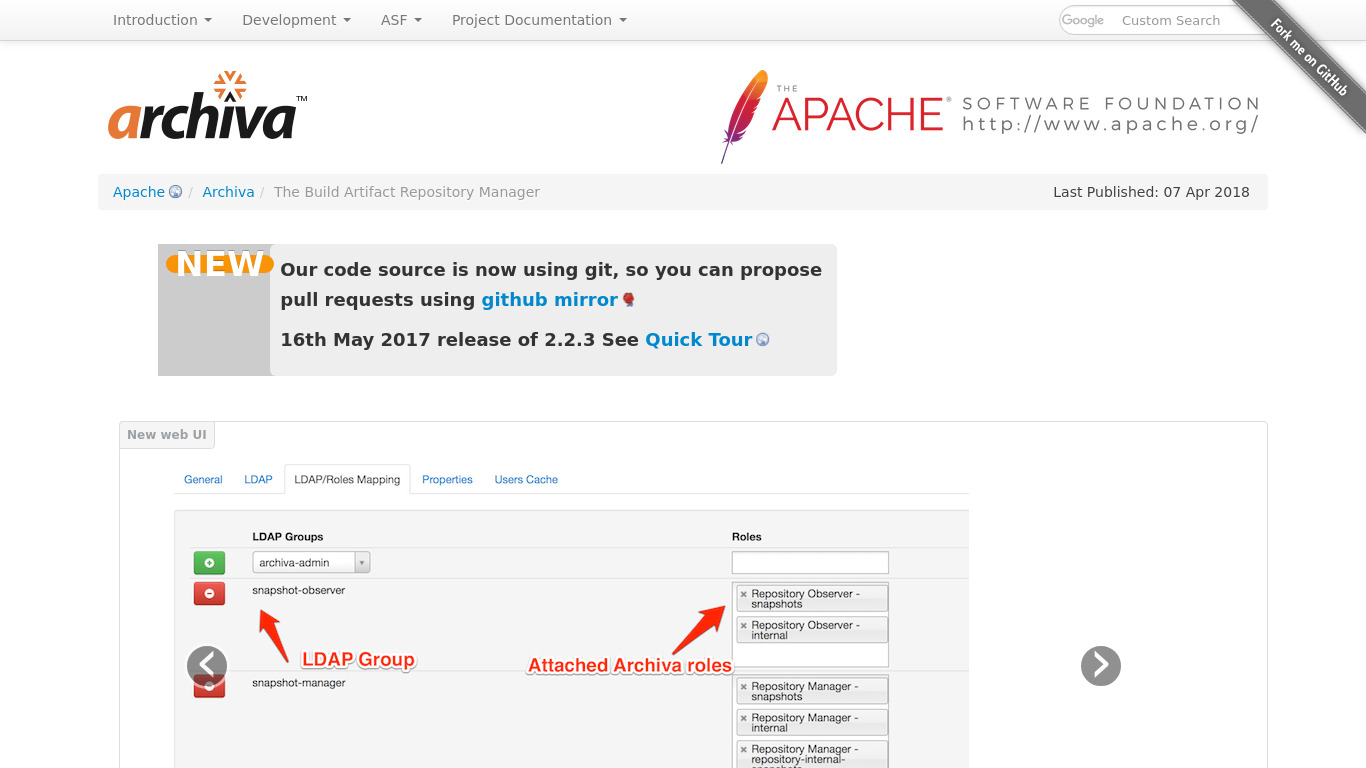 Apache Archiva Landing page