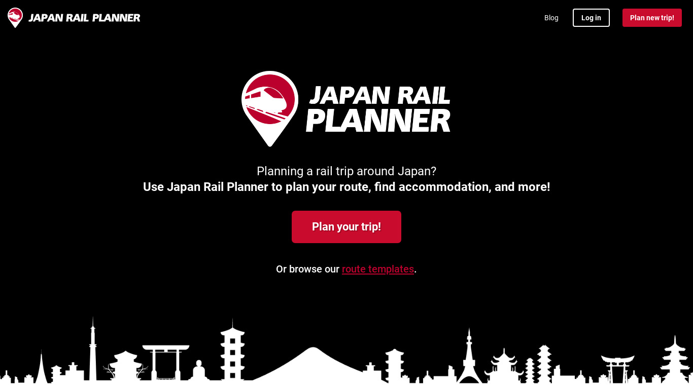 Japan Rail Planner Landing page