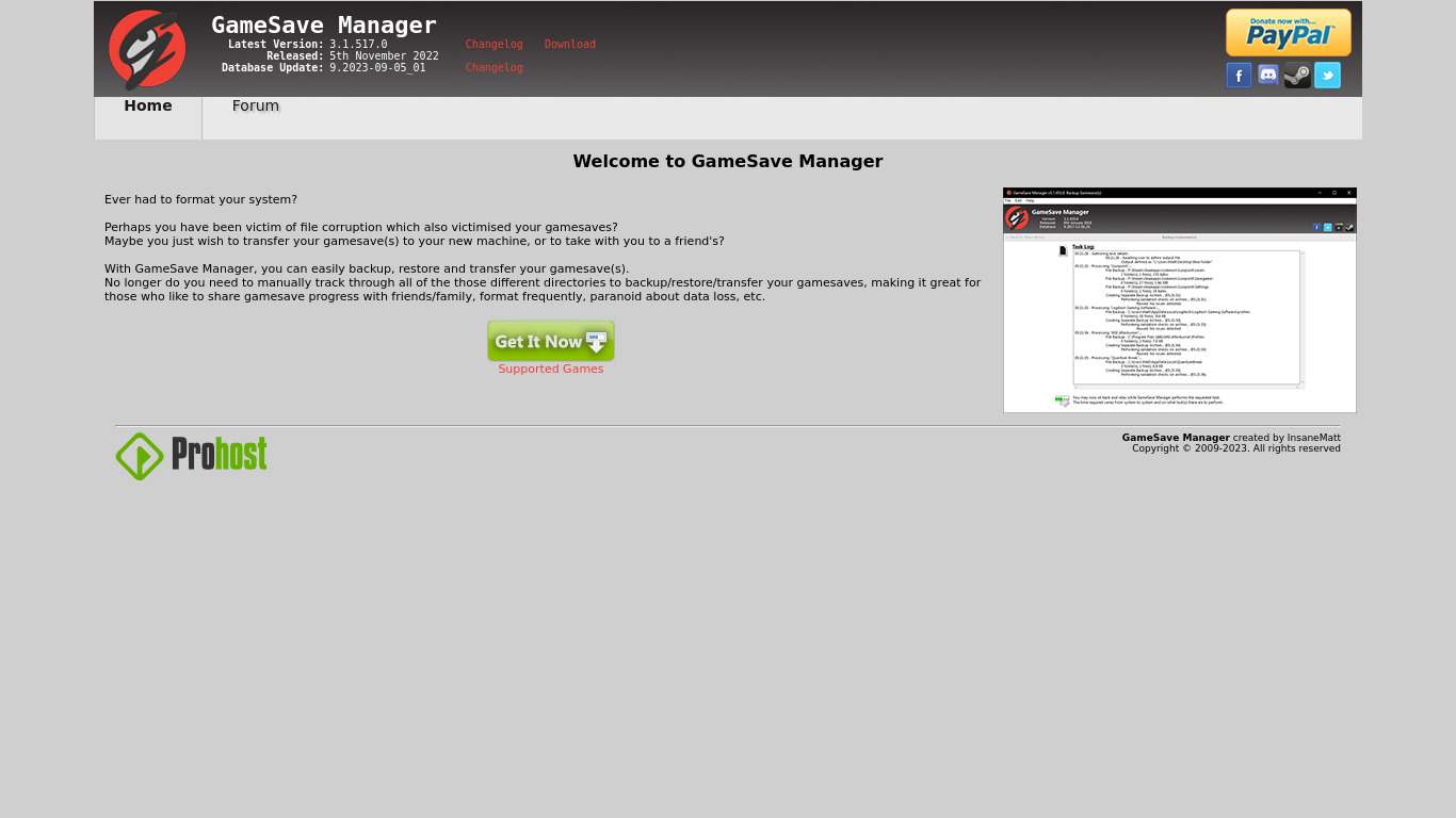 GameSave Manager Landing page
