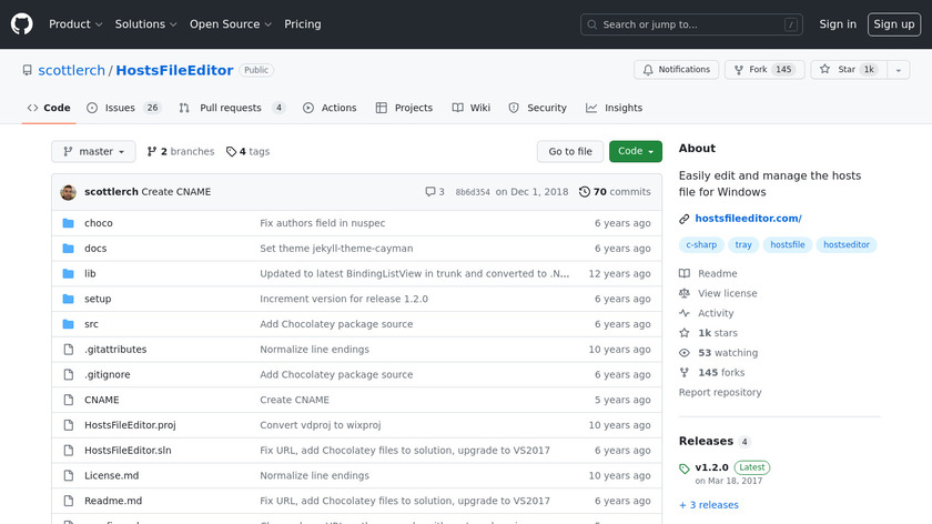 HostsFileEditor Landing Page