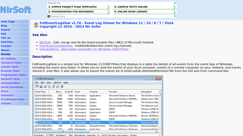 FullEventLogView Landing Page