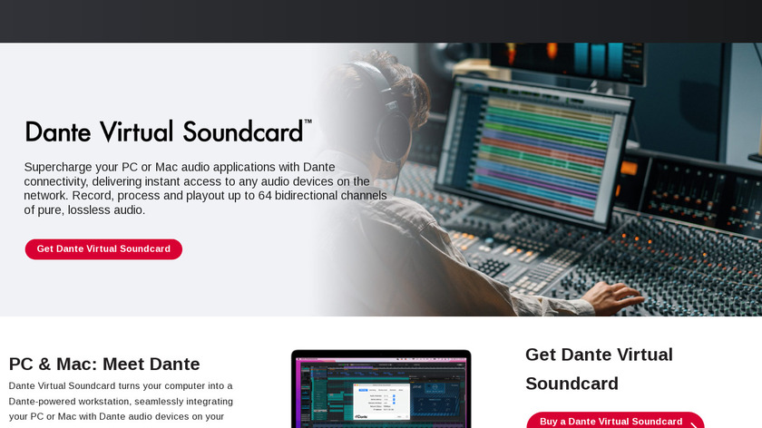 Dante Virtual Soundcard Landing Page