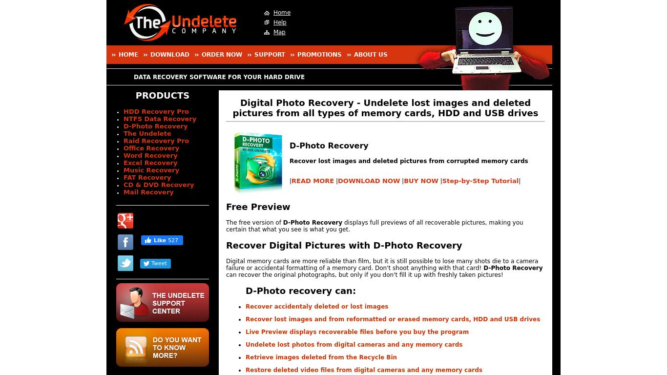 D-Photo Recovery Landing page
