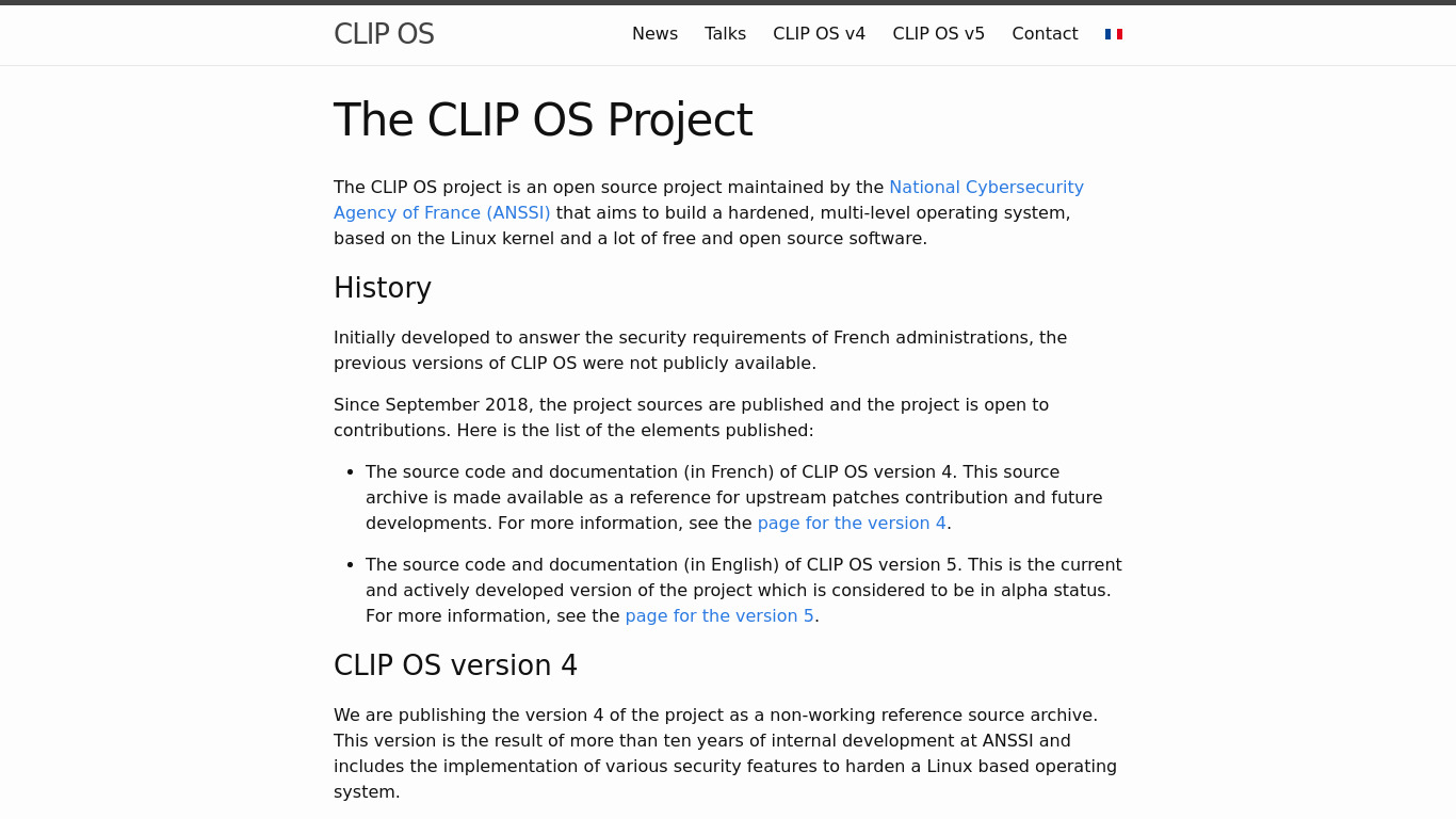 CLIP OS Landing page