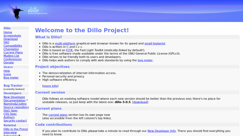 dillo.org Dillo Landing Page