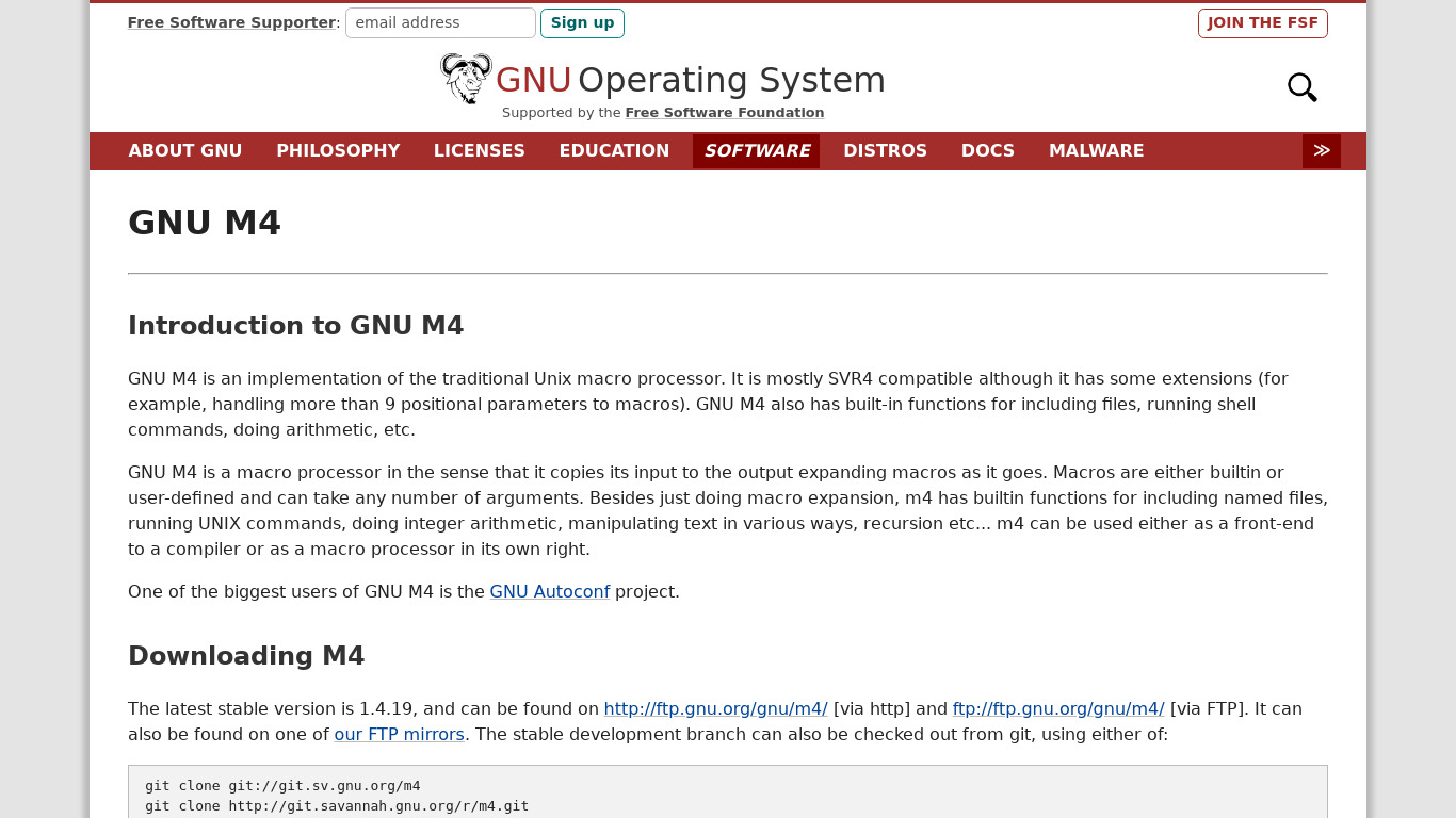 GNU M4 Landing page