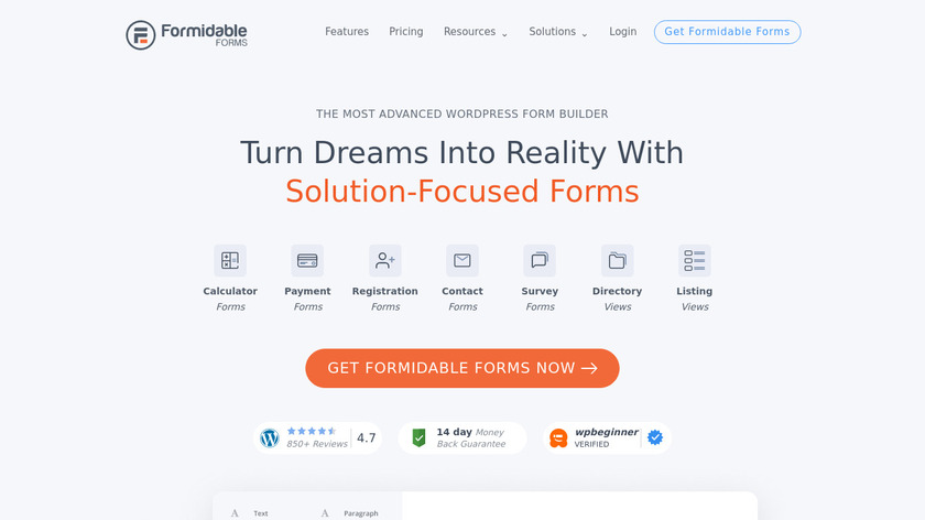 Formidable Forms Landing Page