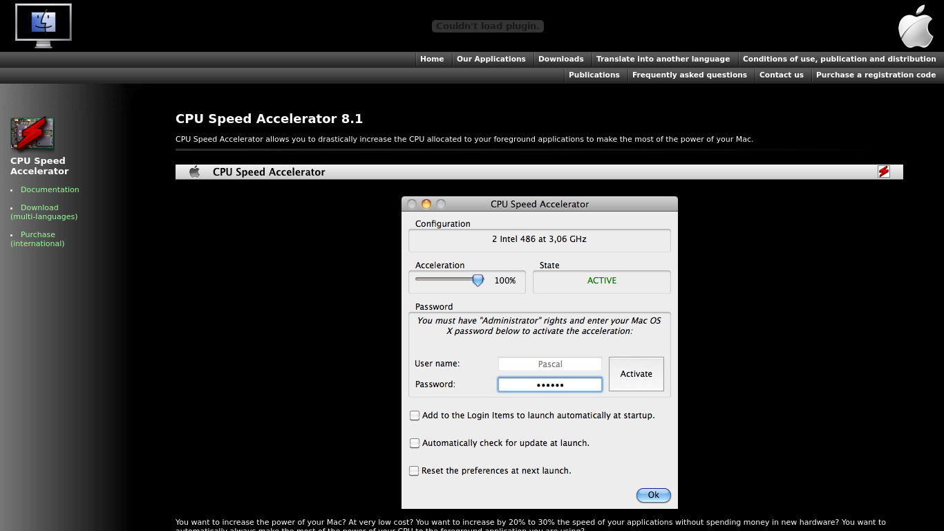 CPU Speed Accelerator Landing page