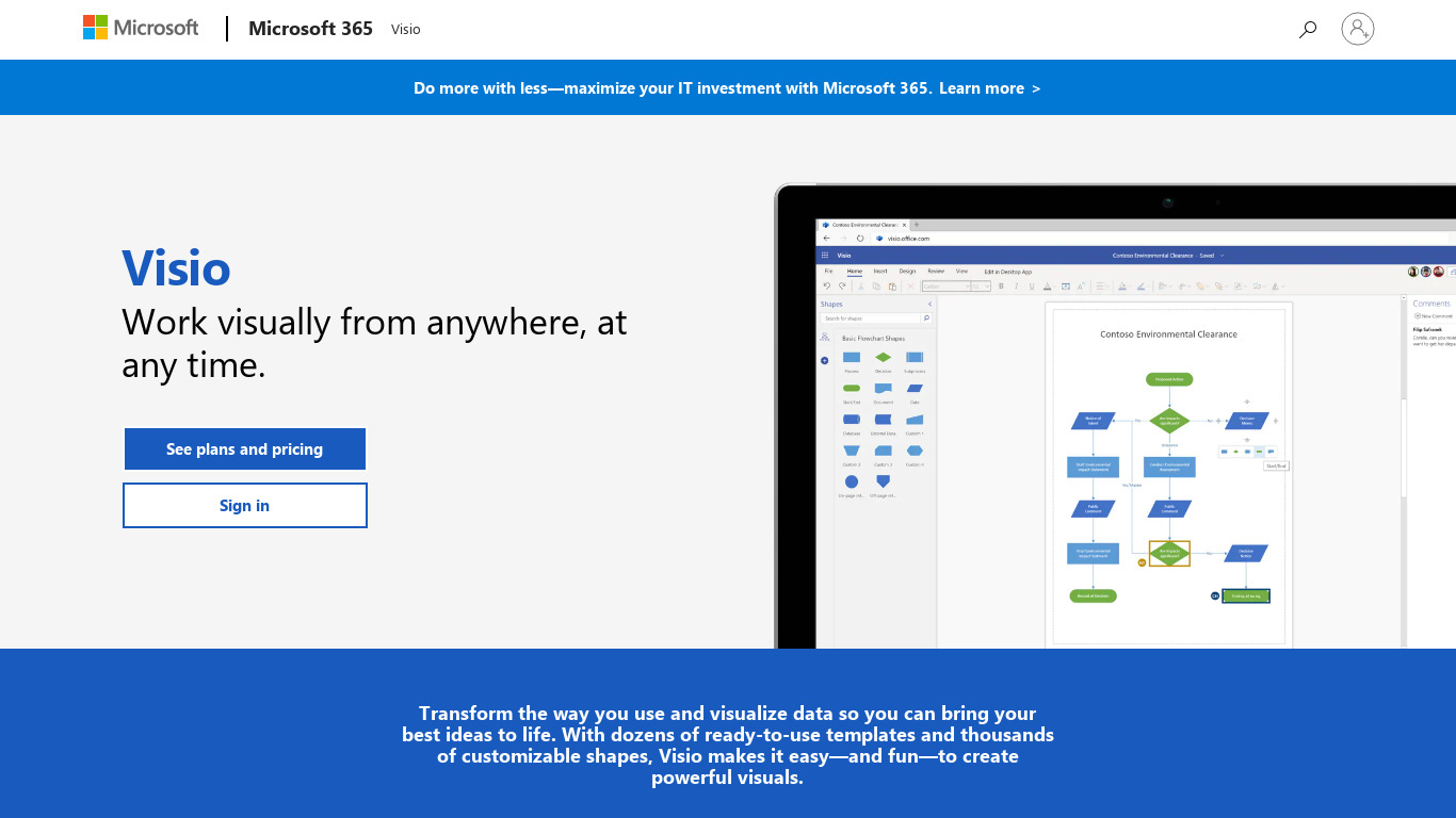 Microsoft Visio Landing page