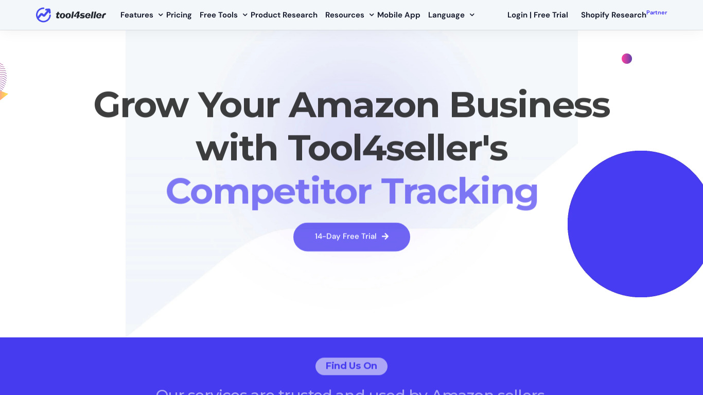 Tool4seller Landing page