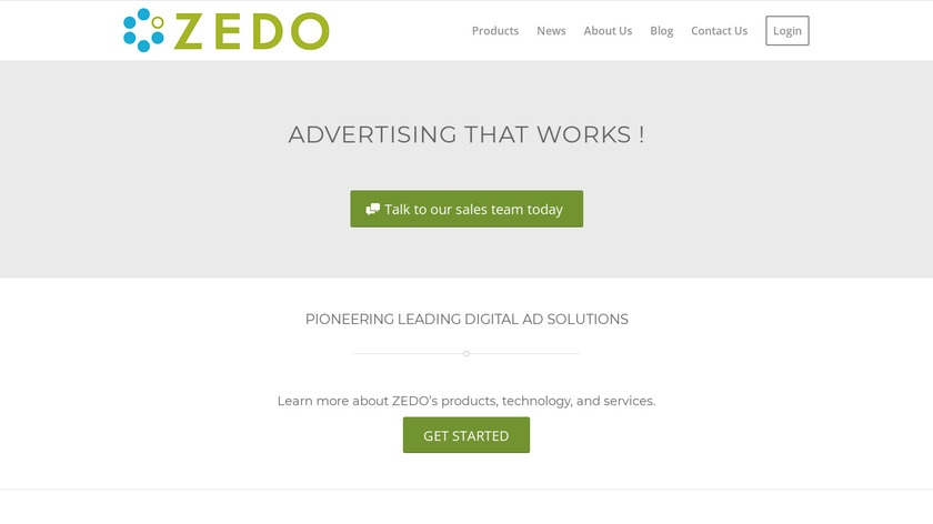 ZEDO Landing Page