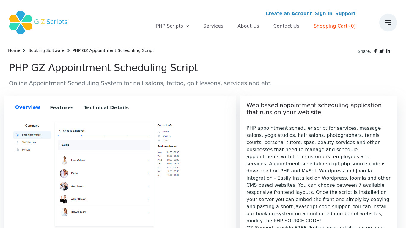 PHP GZ Appointment Scheduling Script Landing page