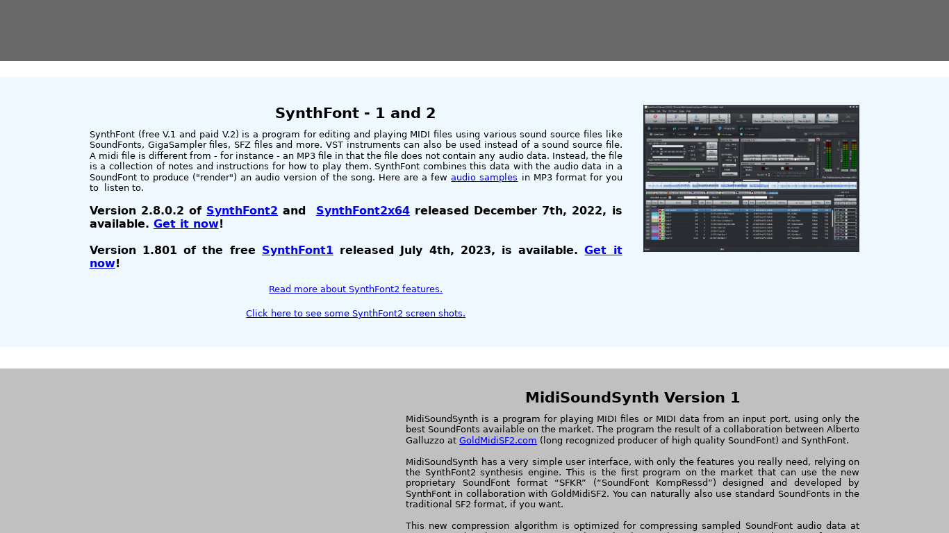 Synthfont Landing page