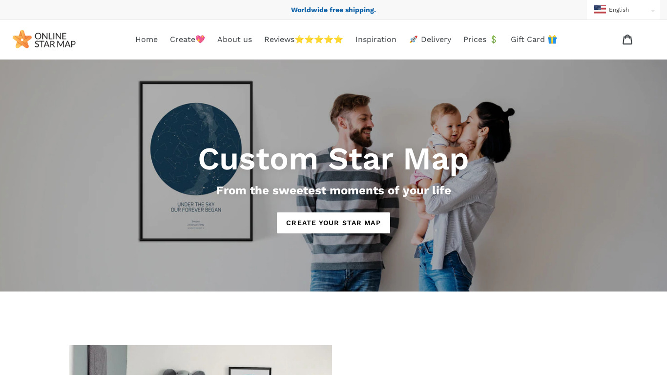 Online Star Map Landing page