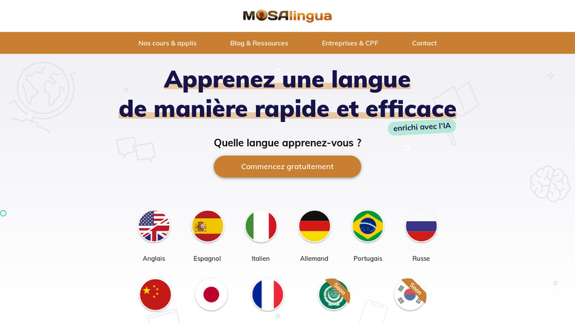 MosaLingua Landing Page