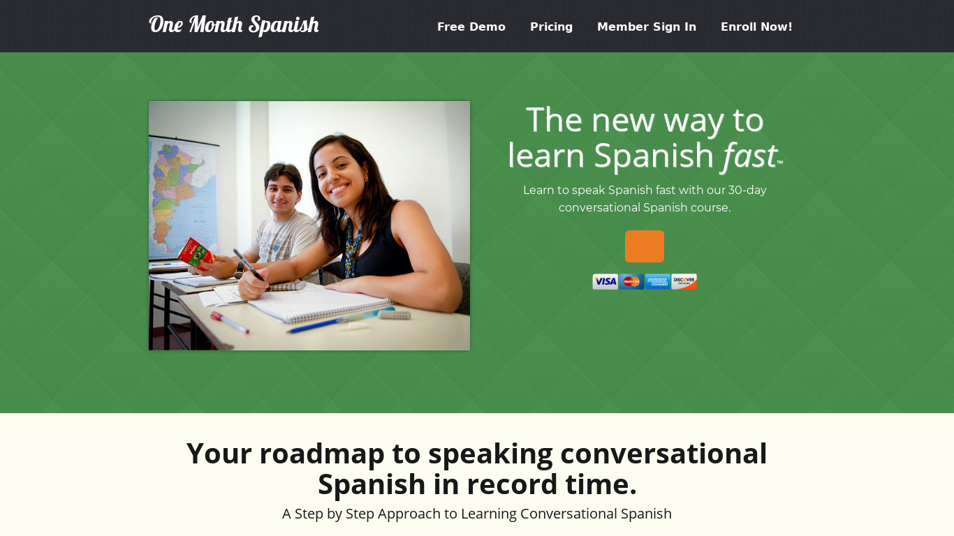 One Month Spanish Landing page