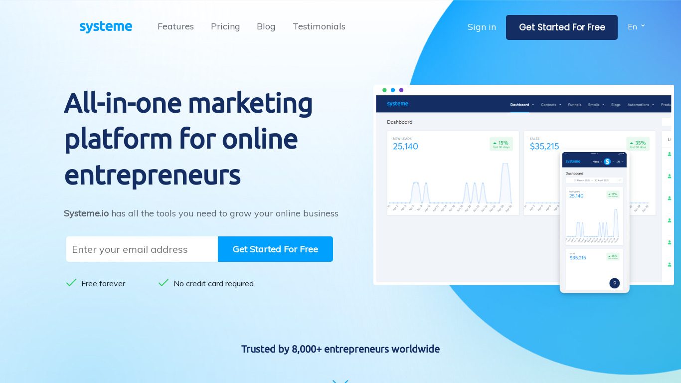Systeme.io Landing page