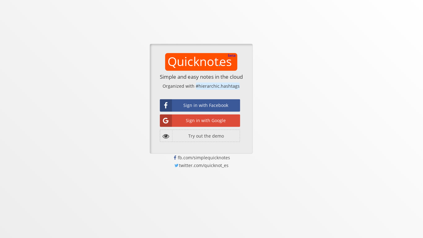Quicknotes Landing page