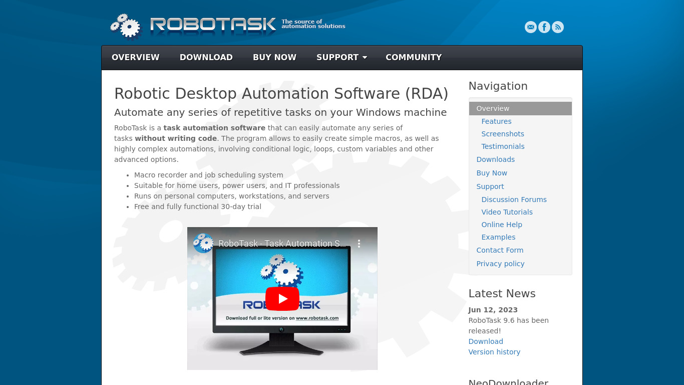 RoboTask Landing page