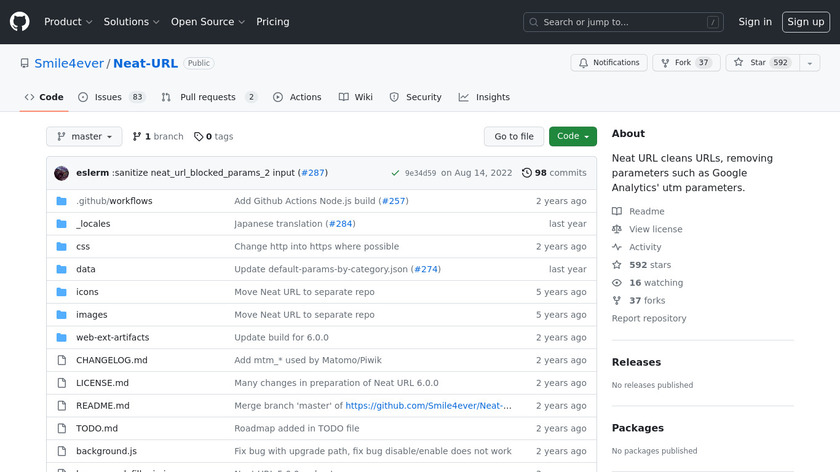 Neat URL Landing Page