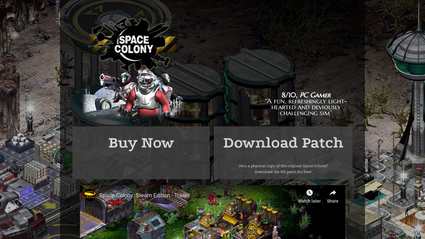 Space Colony Landing page