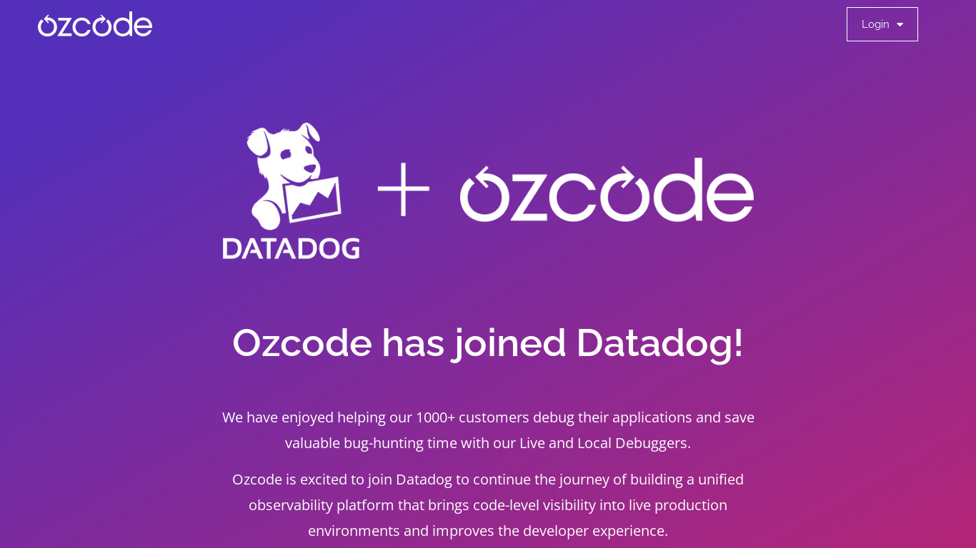 OzCode Landing page