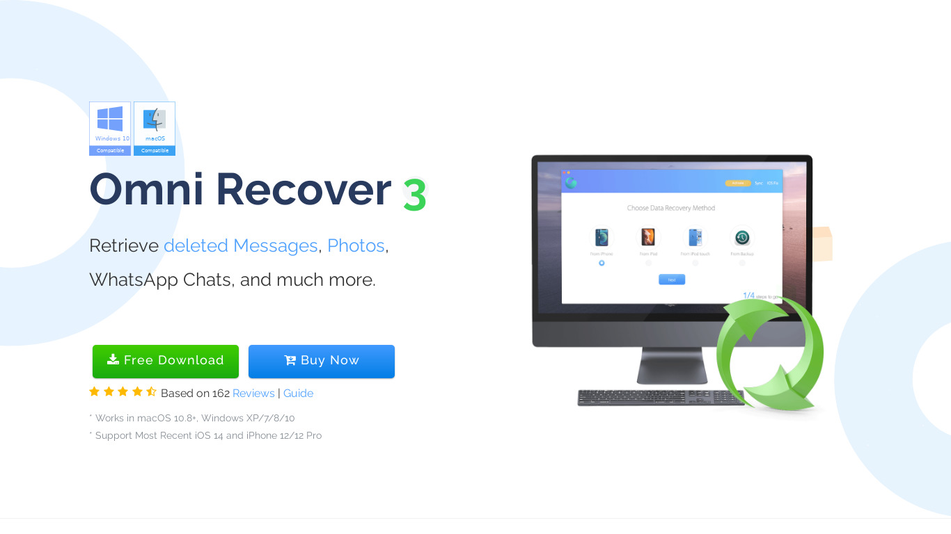 Omni Recover Landing page