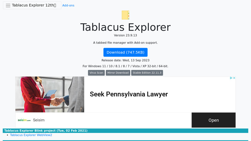 Tablacus Explorer Landing Page