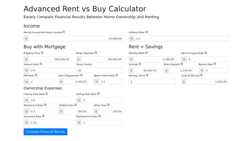 Rent vs Buy Landing Page