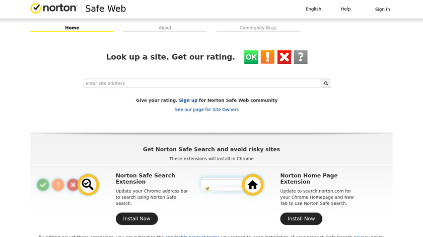 Norton Safe Web Landing Page