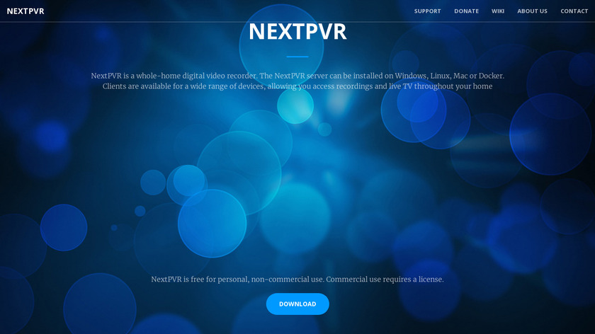 nextPVR Landing Page